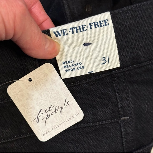 Free People We The Free Benji relaxed wide leg jeans black size 31 NWT coastal - Picture 6 of 12